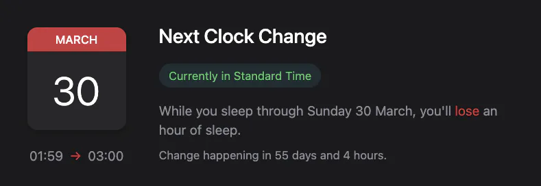 Next DST date screenshot