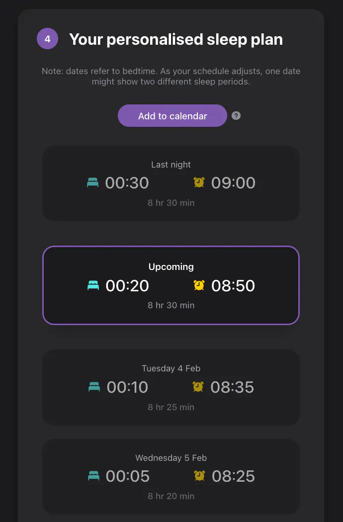 Daily sleep schedule plan