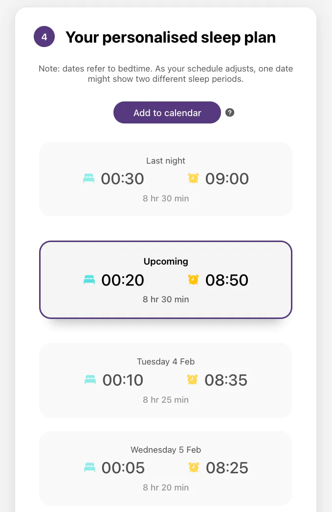 Daily sleep schedule plan