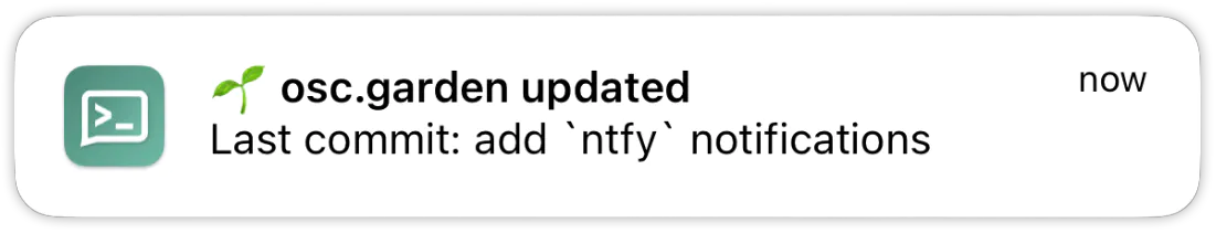 Notificación de éxito de ntfy